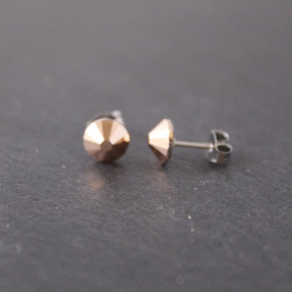 Rose Gold Austrian Crystal Stud Earrings - Picture 4 of 4